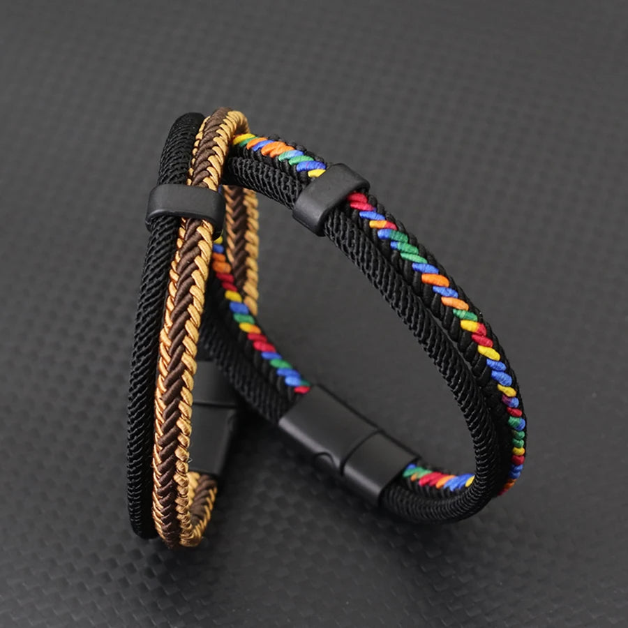 Noter 2025 Personalized Handmade Rope Bracelet For Men Detachable Buckle 4 Colors Grade A Ethnic Fabric Bangle Pulseria Homme