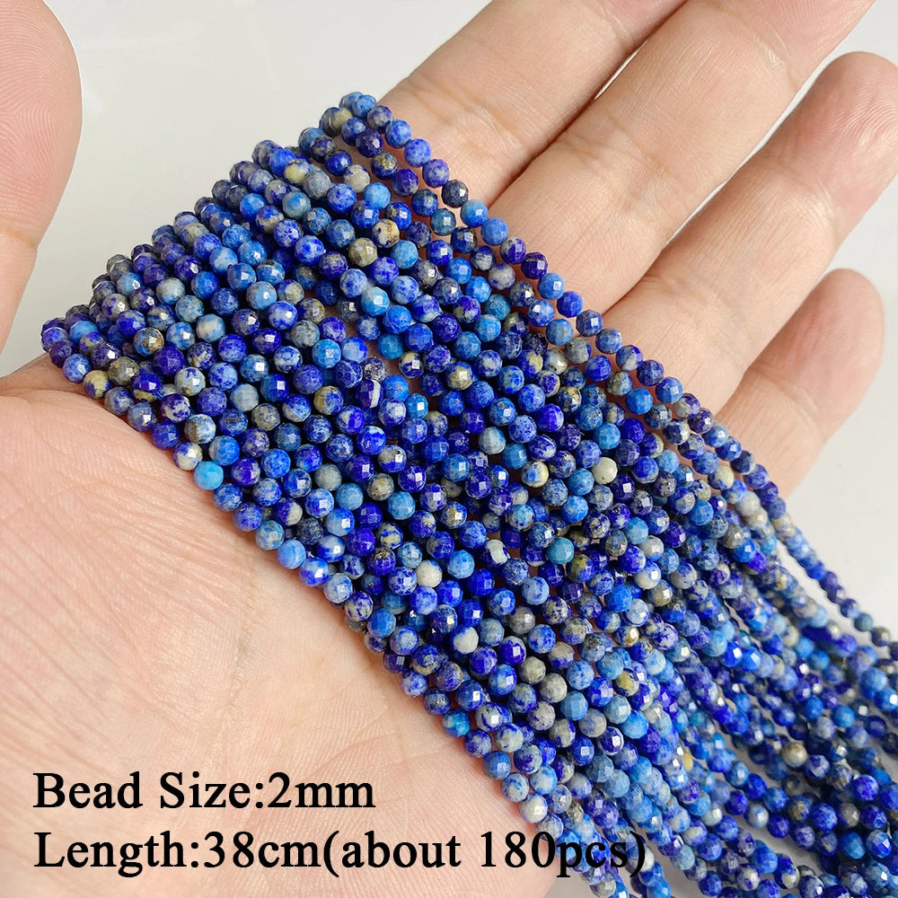 Natural Lapis Lazuli Healing Stone Bead Handmade Necklace Bracelet Bead Accessories For DIY Wisdom,Confidence,Prosperity Jewelry