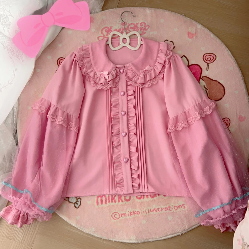 Japanisches Sweet Lolita Kleid Damen Niedliches Cartoon-Hasen-Dessert-Print Schleife Party Minikleider Mädchen Gothic Kawaii Prinzessinnenkleider