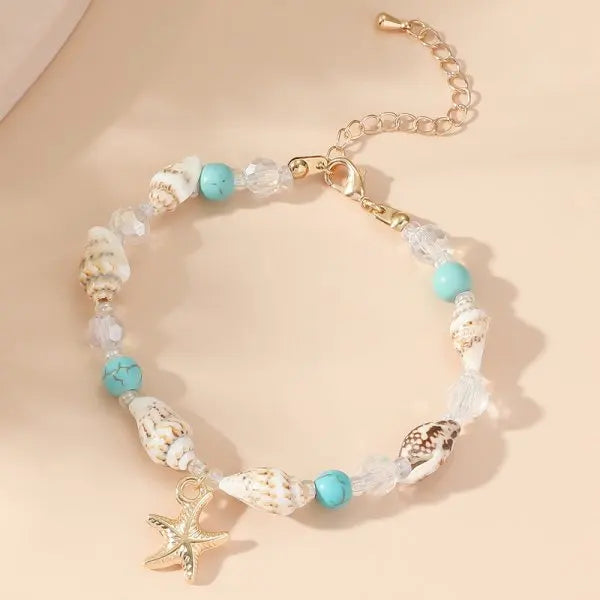 Bohemian Beach Sea Shell Conch Starfish Bracelet For Women Girl Fashion Adjustable Beaded Bangles Summer Party Jewelry Gifts