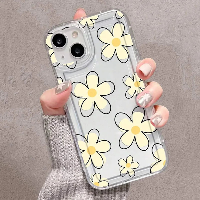 Floral Pattern Transparent Shockproof Phone Case for Xiaomi Redmi Note 13 12 11 10 9 Pro Plus 11s 10s 13C 12C Redmi 13 4G Cover