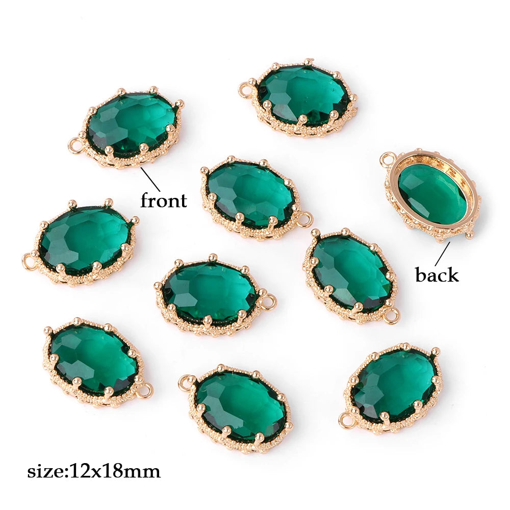 Fashoin Crystal Glass Pendant Oval Shape Rhinestone Charms For Vintage Women's Earrings Earrings Bracelet DIY Crafts Supply 5pcs