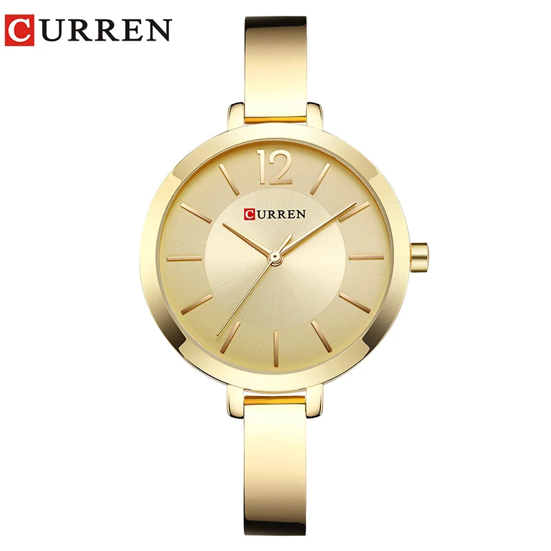 CURREN Fashion Gold Women Watches Stainless Steel Ultra thin Quartz Watch Woman Romantic Clock Women's Watches Montre Femme