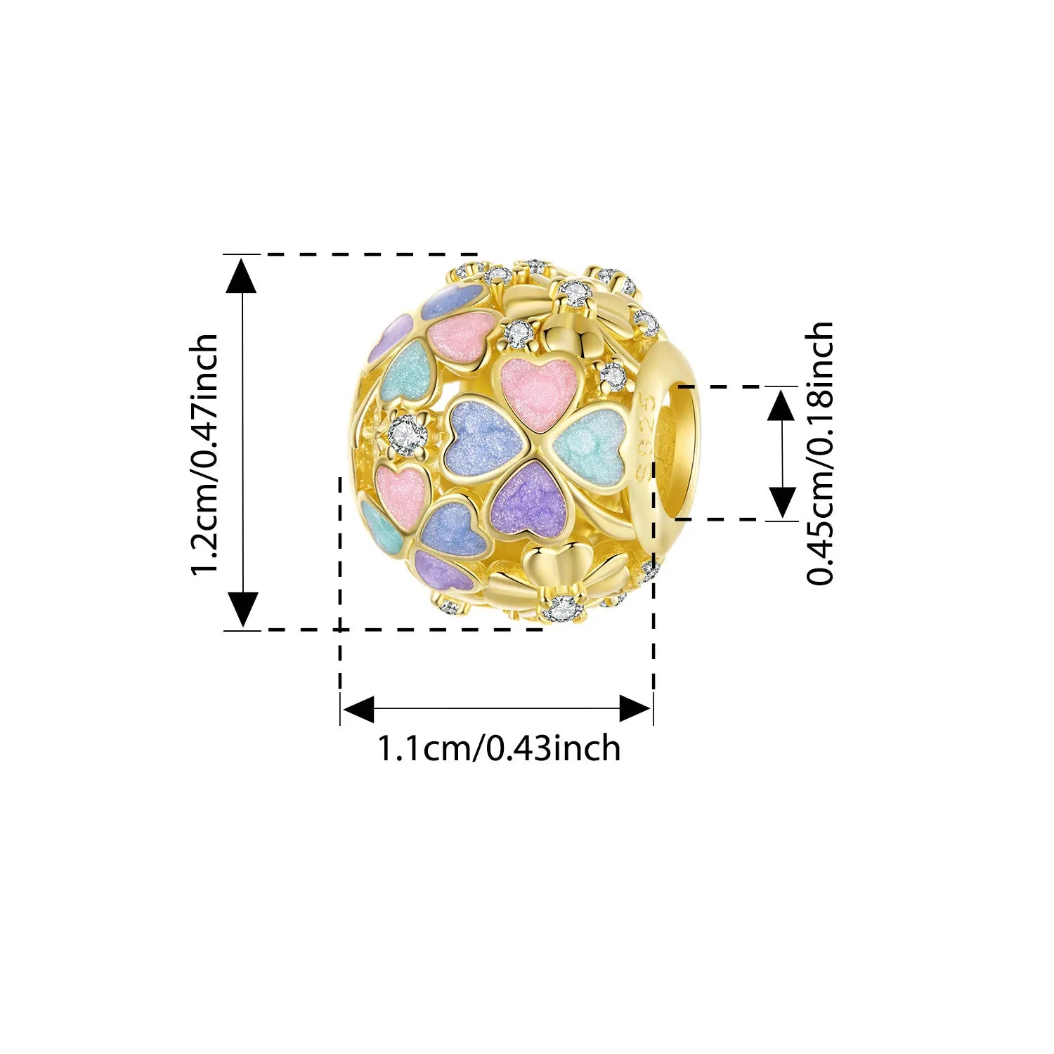 BISAER 925 Sterling Silver Four-Leaf Clover Charm Colorful Autumn Leaves Pendant Plated Gold for Women DIY Bracelet Fine Jewelry