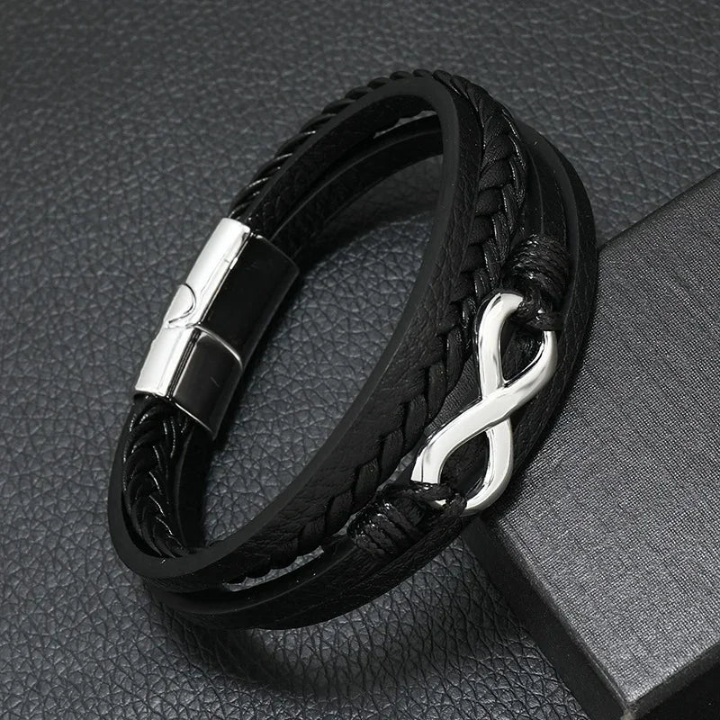 Trendy Leather Bracelets Men Stainless Steel Multilayer Braided Rope Bracelets For Male Bracelets Jewelry Pulsera Hombre - Madeinsea©