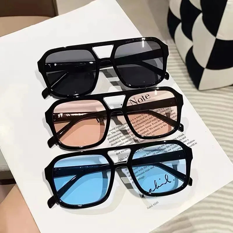 2024 Vintage Oversized Sunglasses Fashion Men Women Square Shades Eyewear Trendy Ins Popular Brand Design UV400 Sun Glasses - Madeinsea©