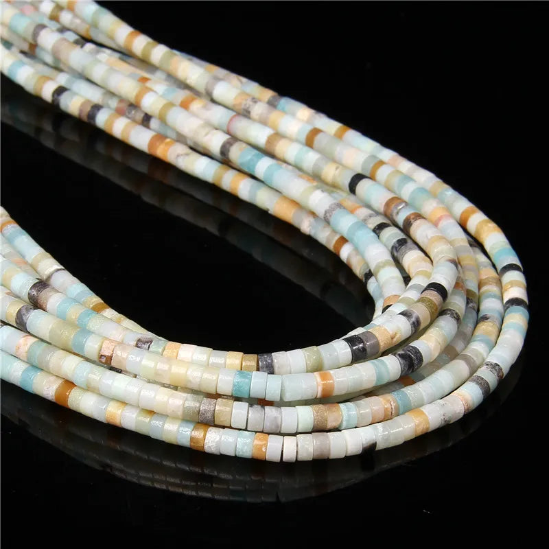 New Fashion Flat Disc Round Stone Bead 4x2MM Quartzs Imperial Agat Jaspers Loose Spacer Heishi Beads Jewelry Diy Accessories