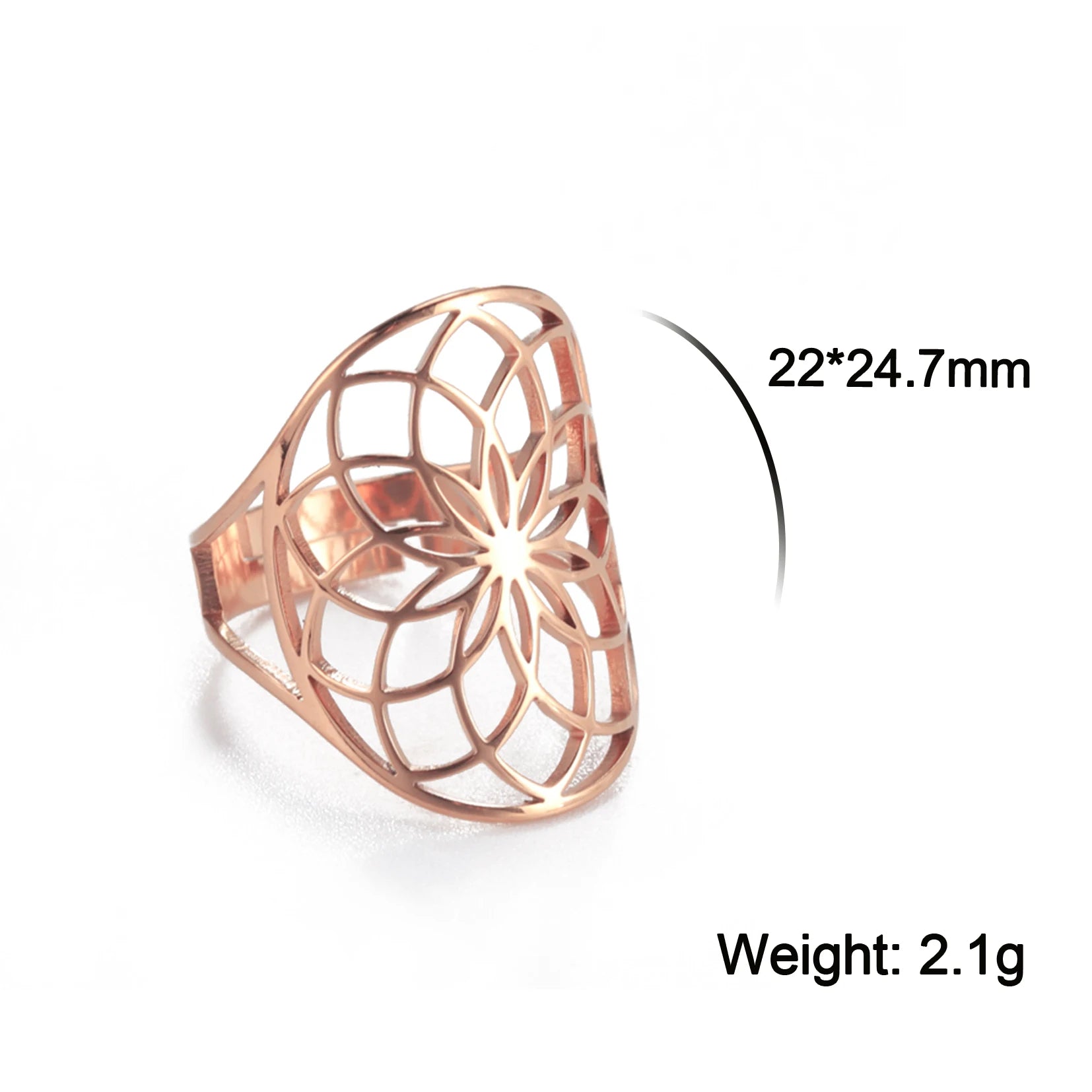 Unift Scared Geometry Flower of Life Ring Adjustable Stainless Steel Ring Men Women Accessories Vintage Filigree Viking Jewelry - Madeinsea©