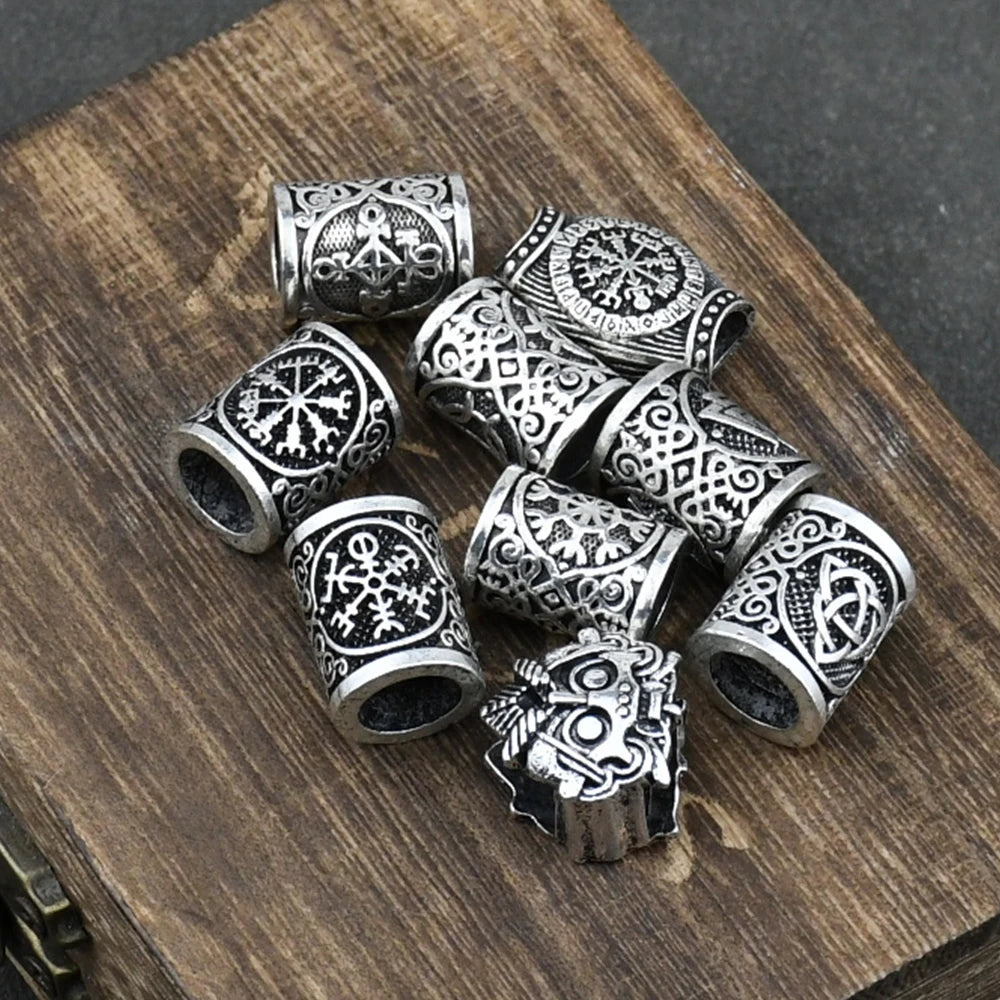 Hair Braid beard Dreadlock Beads rings tube Viking Rune Pattern Design for Hair Styling Accessories