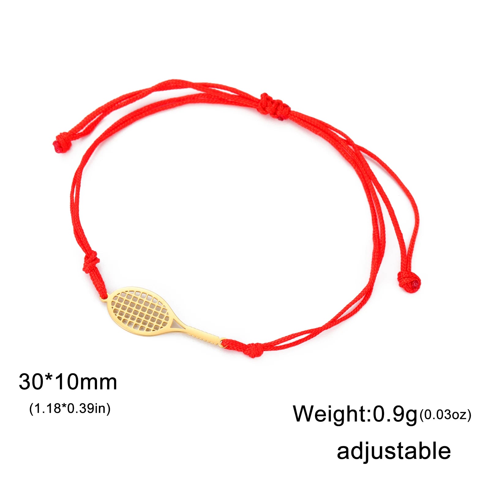 Dreamtimes Tennis Badminton Racket Bracelets Hand Braided Lucky Black Red Rope Sport Stainless Steel Pendant Charm Jewelry Gift