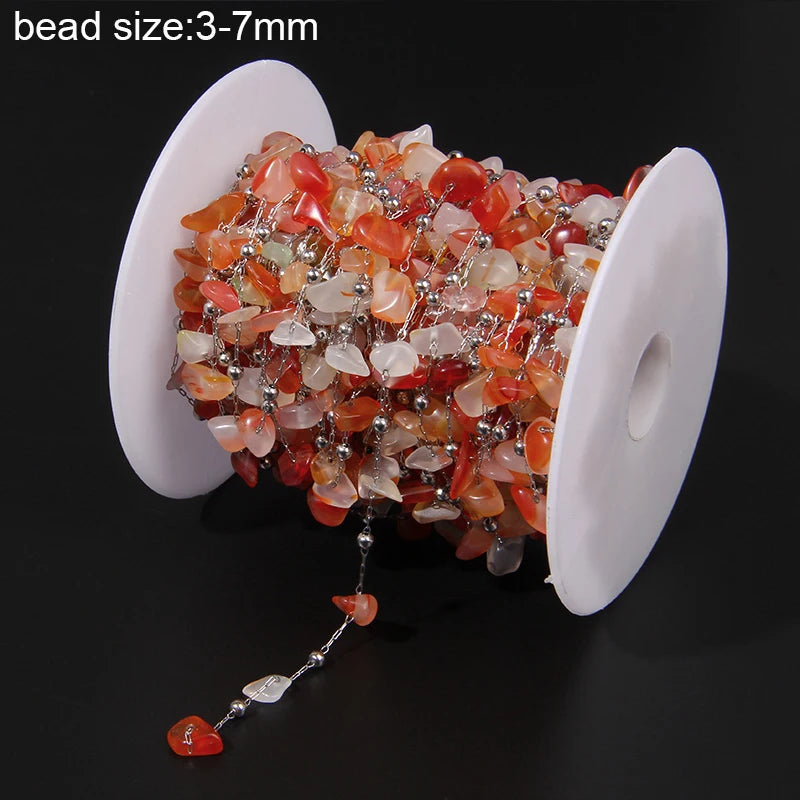 Natural Quartzs Stone Stainless Steel Chips Beads Chains For DIY Bohemia Jewelry Making Women Necklace Choker Bracelet Handmade - Madeinsea©