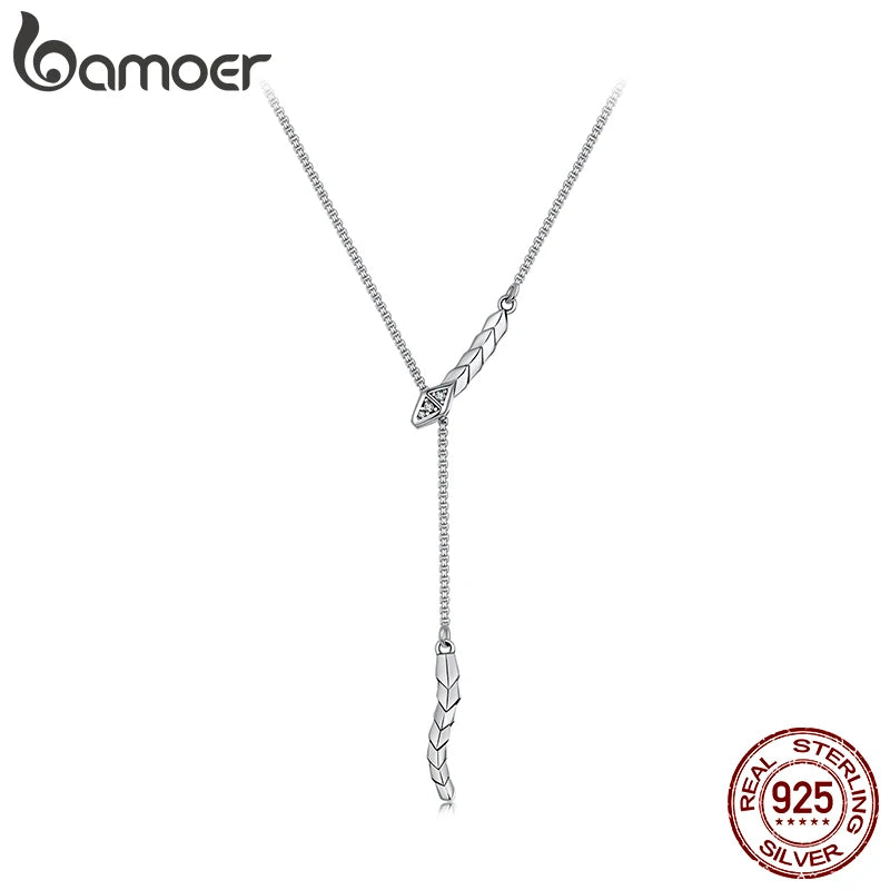 BAMOER 925 Sterling Silver Snake Pendant Necklace Gothic Jewelry Silver Animal Snake Necklaces for Women BSN423