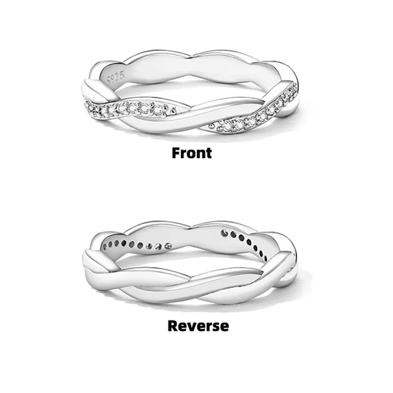 BAMOER 925 Sterling Silber Twisted Vine Zirkonia Eternity-Ring für Damen, 3 Farben