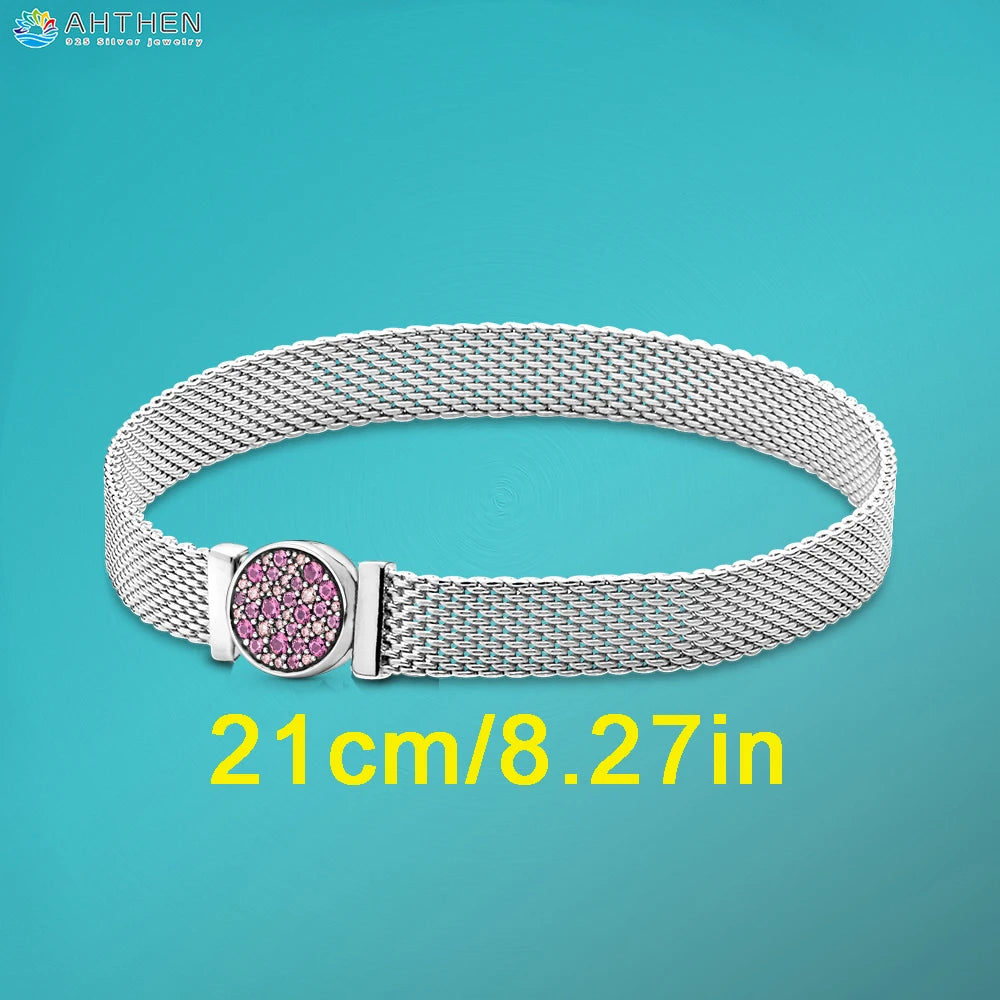 Ahthen 925 Sterling Silver Bead Silver Star Timeless Sparkle Heart Dangle Clip Charms fit Snake Chain Reflexions Bracelets