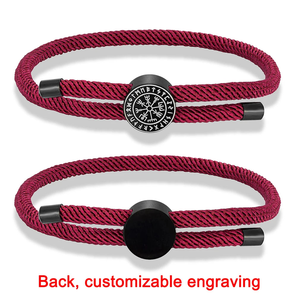 Bracelet amulette runique viking MKENDN pour hommes et femmes, tressé à la main, ajustable, motif personnalisé avec nom, bijoux pour couples