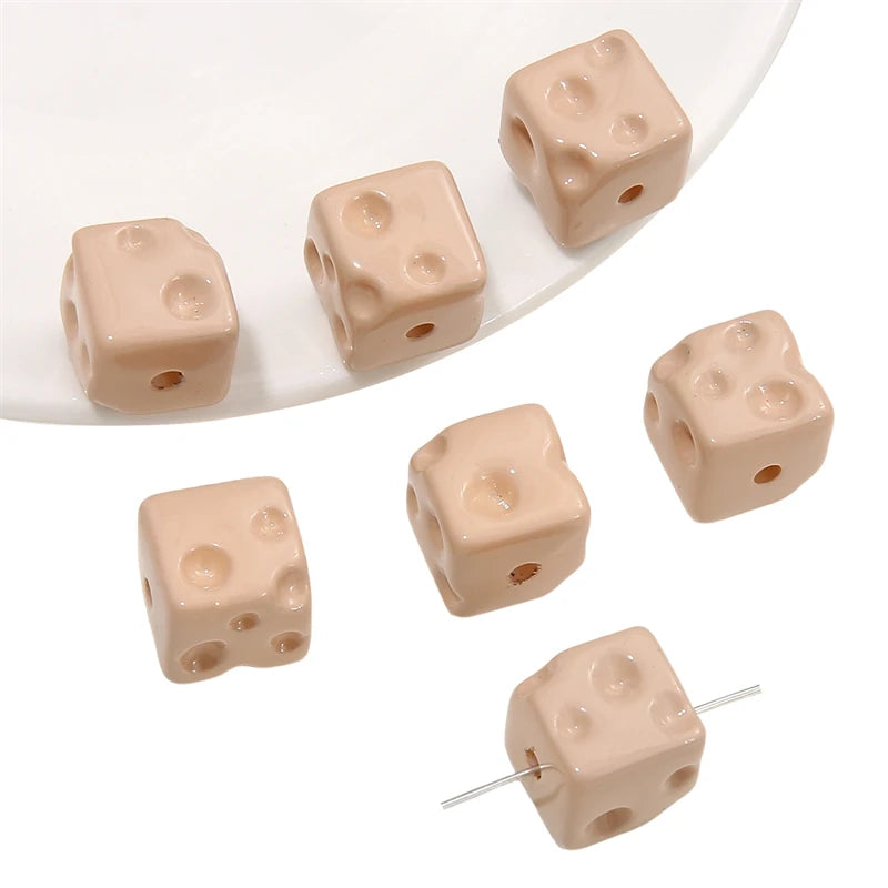 5pcs Cube Cheese Bead Acrylic Spacer Loose Beads For Jewelry Making diy Decorations Bracelet Phone Chain Keychain Accessories