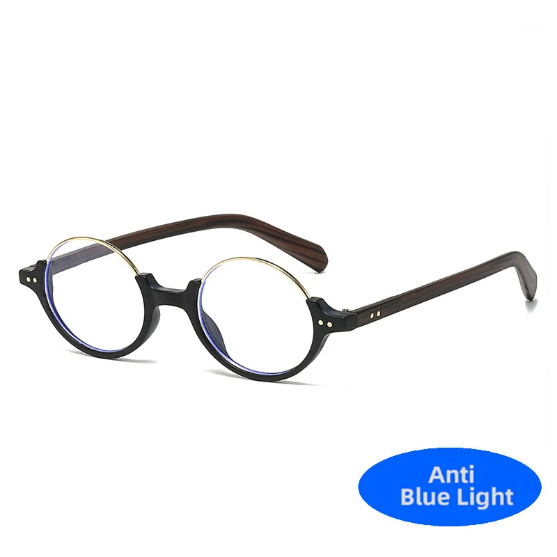2025 Vintage Halbrahmen Runde Anti Blaulicht Brille Klare Linse Mode Kunststoffrahmen Brille Optische Männer Frauen Brillengestell