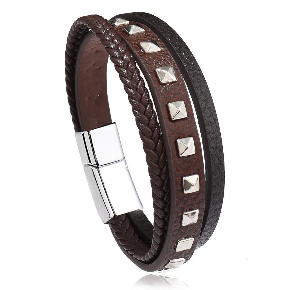 Trendy  Leather Bracelets For Men Multilayer Braided Rope Bracelets For Male Bracelets Jewelry Pulsera Hombre - Madeinsea©
