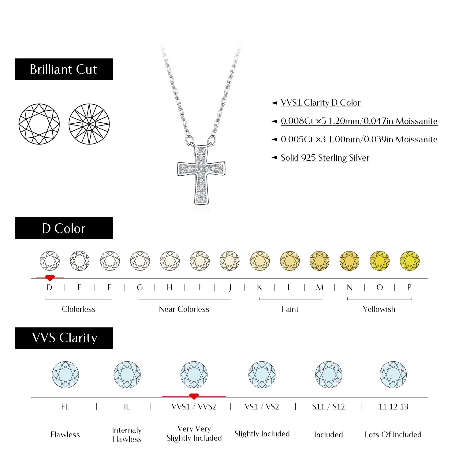 MODIAN D Color Sparkling Moissanite Necklaces 925 Sterling Silver Simple Cross Pendant Necklace For Women Fine Jewelry Gifts