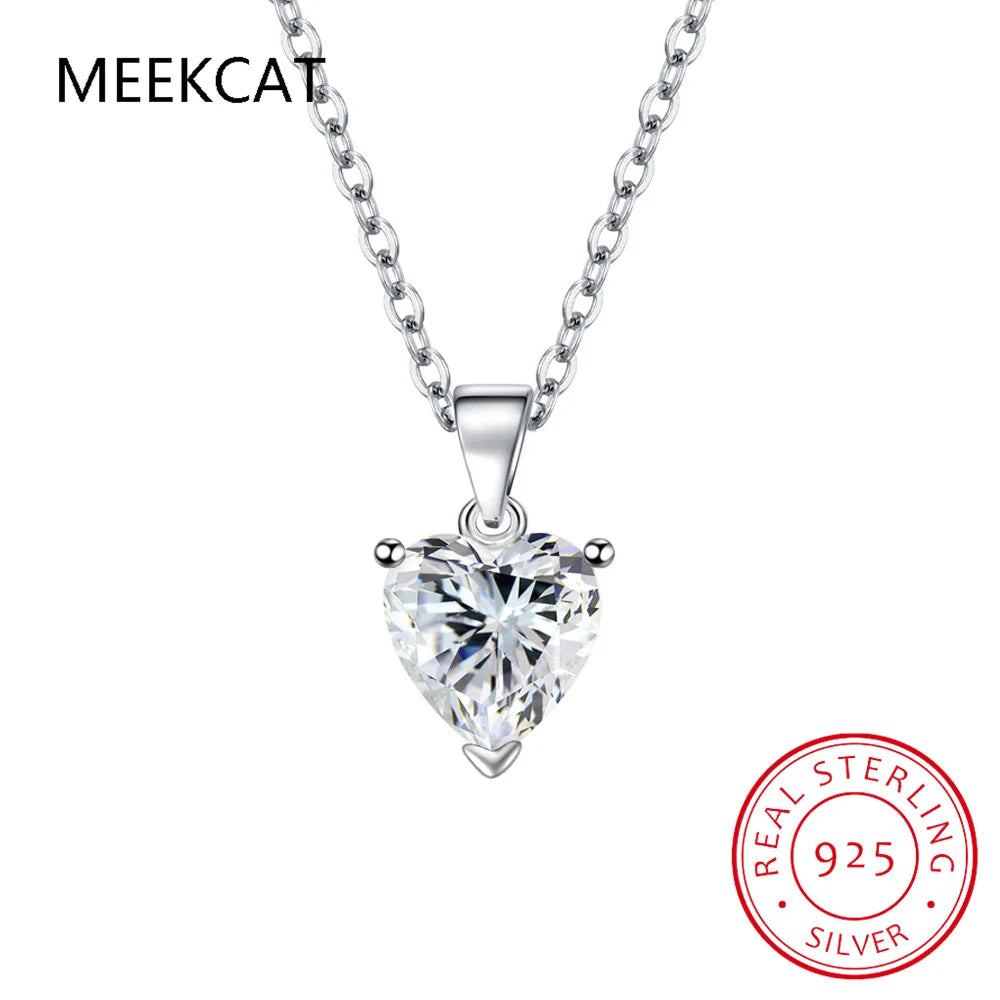 3ct Green Simulated Nano Emerald 925 Sterling Silver Heart Pendant Necklace for Women Gemstones Choker Colar de Prata