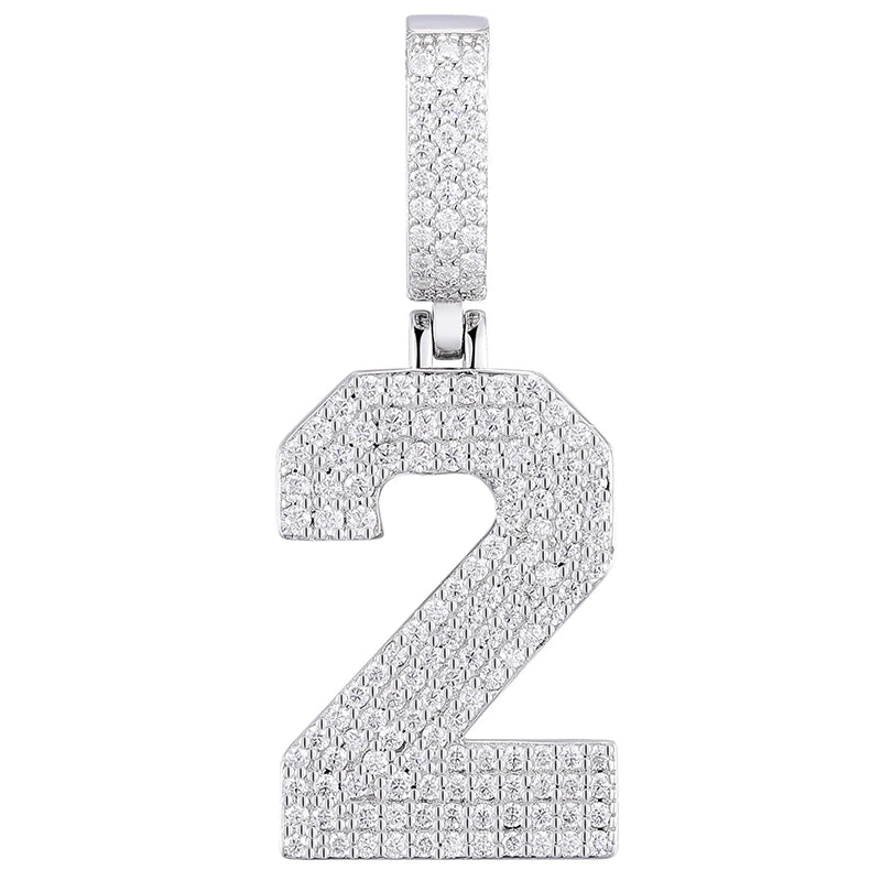 0-9 Lucky Numbers Moissanite Pendants Necklaces For Women 925 Silver Pendants Men Hip Hop Jewelry Fashion Birthday Gifts