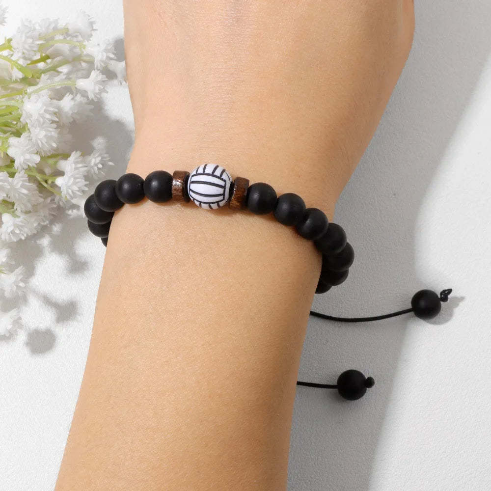 New Handmade Weaven Men Bracelet Adjustable Basketball Baseball Volleyball Rugby Sports Braclet Yoga Meditation Healing Braslet