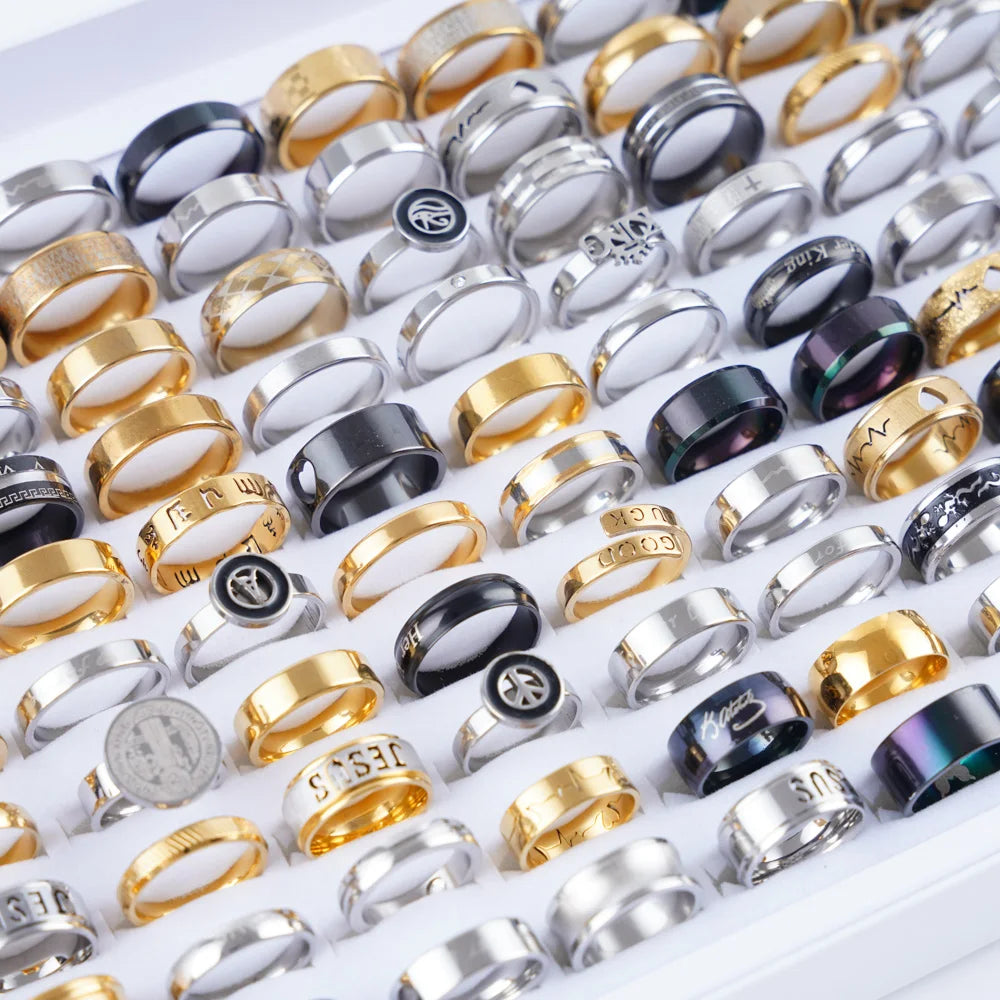 20 Stücke Mode Klassische Glatte Hohl Streifen Punk Spike Edelstahl Ringe für Männer Frauen Schmuck Party Geschenke Mix Größe Stile