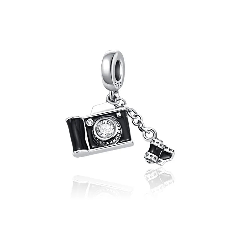 New European Style 925 Silver Black, Bagua, Watch Computer, Camera, Cat, Bead Pendant, Original Bracelet DIY Women's Jewelry