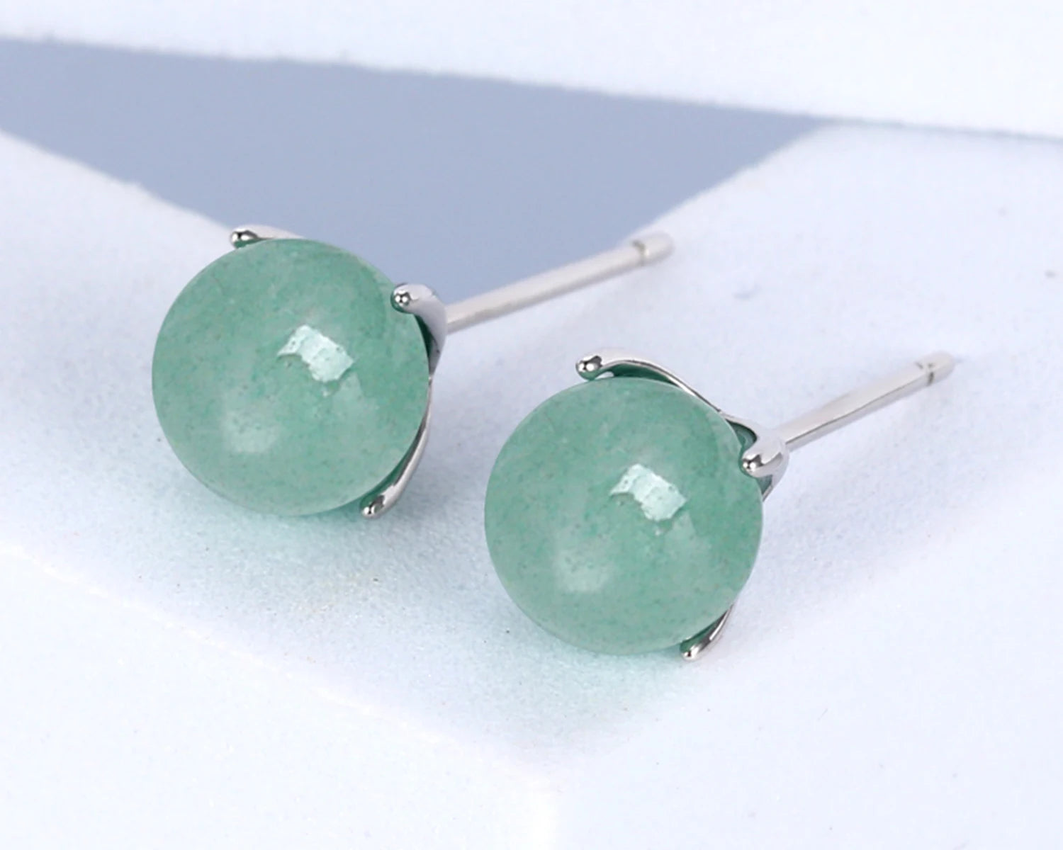OXTAO 925 Sterling Silver 6.5-7mm/7.5-8mm Women's Simple Four-Claw Earrings Natural Green Gem Stone Earrings For Women Jewelry