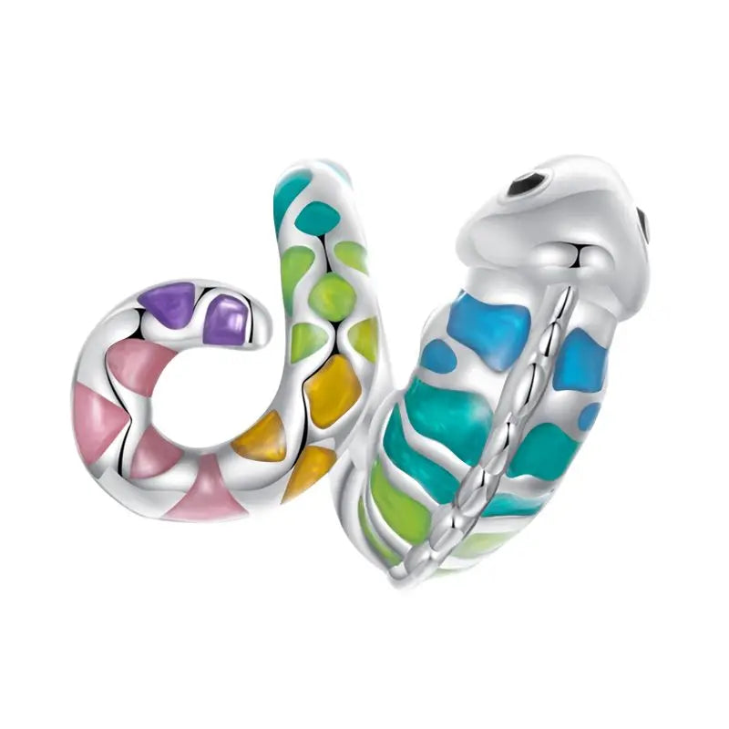 BAMOER 925 Sterling Silver Animal Pendant Colorful Zoo World Flying Dragon Beads Original for Women Teens DIY Cute Necklace
