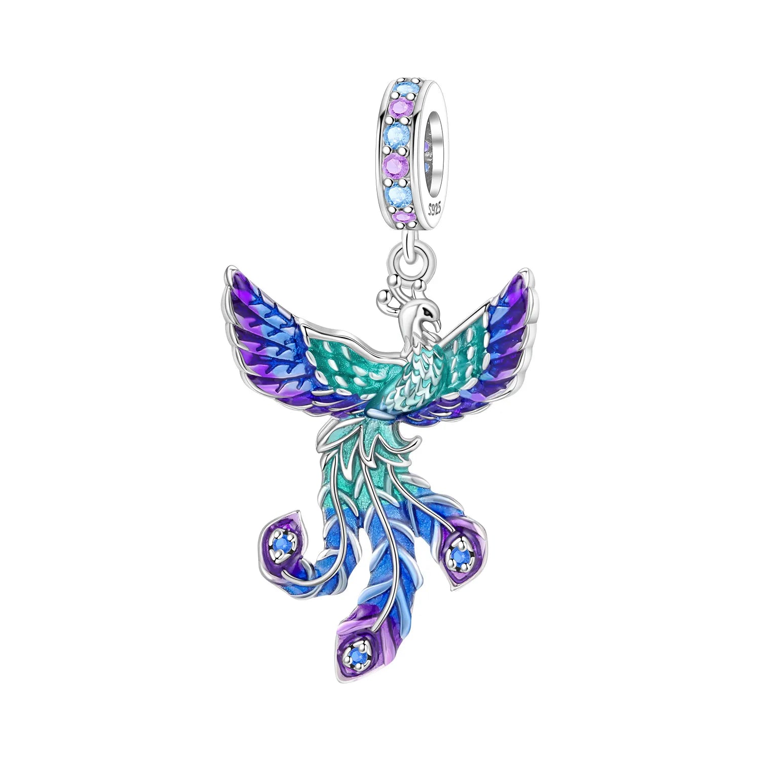 PANPOKI 925 Sterling Silver Eternal Phoenix Lucky Symbol Beads Original Pendants Bracelet Charm Jewelry Party DIY Trendy Gifts