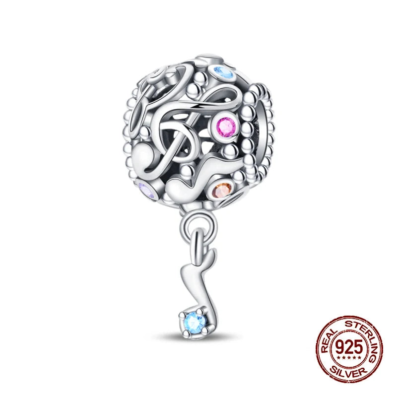New 100% 925 Sterling Silver Butterfly Guitar Rock Musical Note Charms Beads Fit 3mm 925 Original Bracelets Fine DIY Jewelry