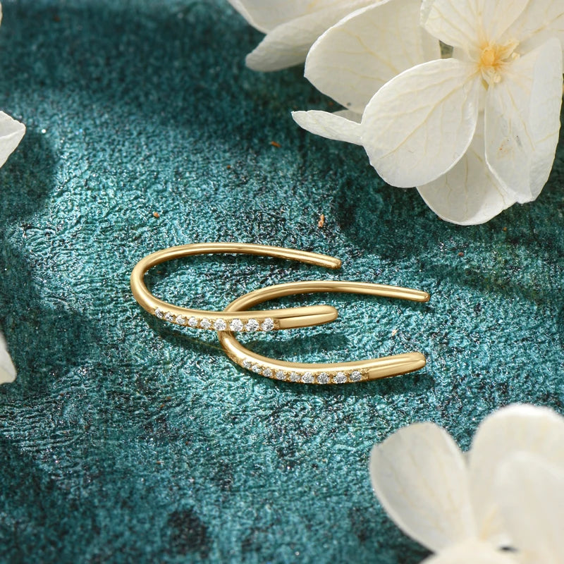 OXTAO Hoops 925 Sterling Silver Moissanite Earrings For Women Sparkling Lab Dimoand U-Shaped Earrings Luxury Jewelry Gifts GRA