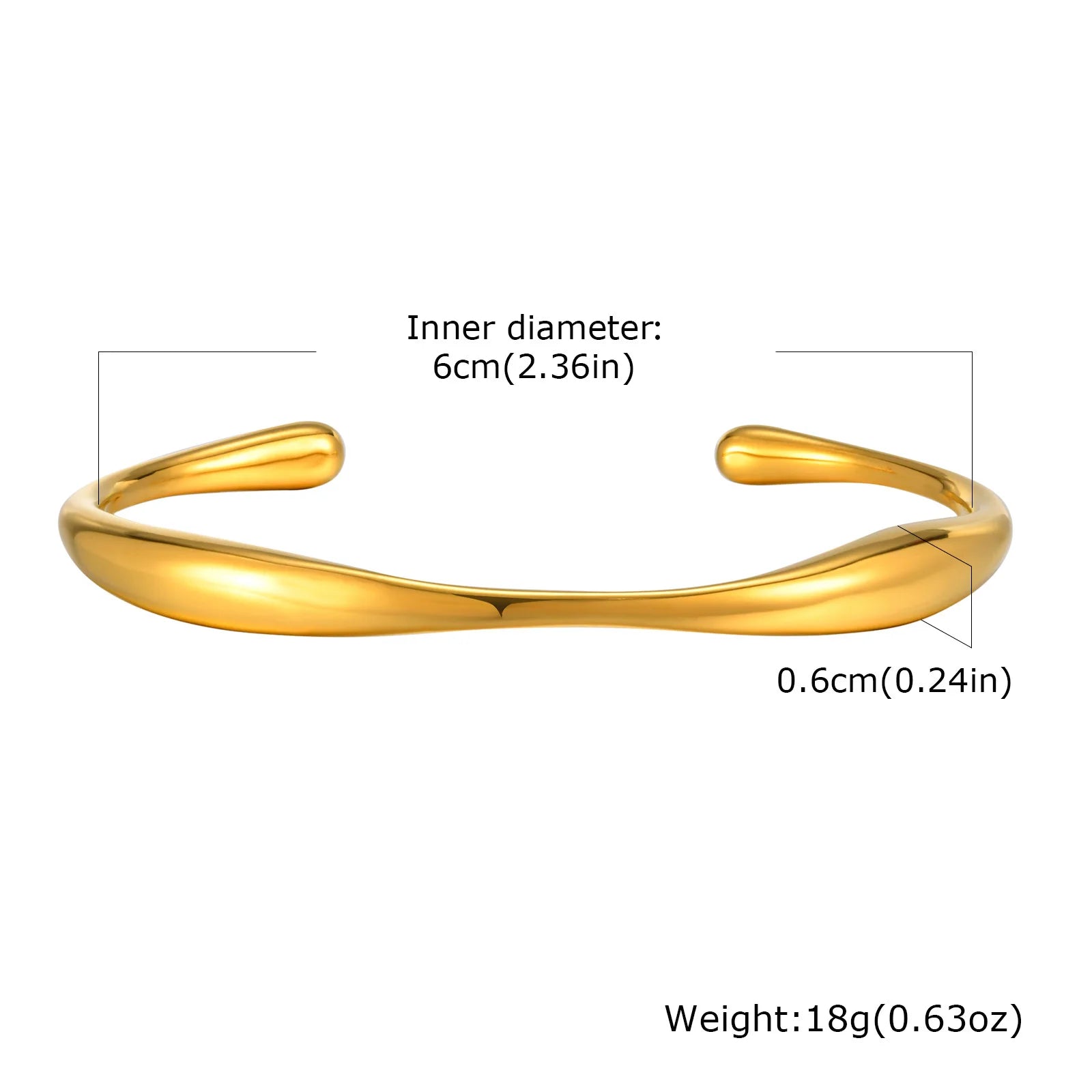 Vnox Stainless Steel Wrist Opening Bracelet Bangles For Women,Simple Irregular Smooth Girls Hand Jewelry,Fashion Bangles Daily - Madeinsea©