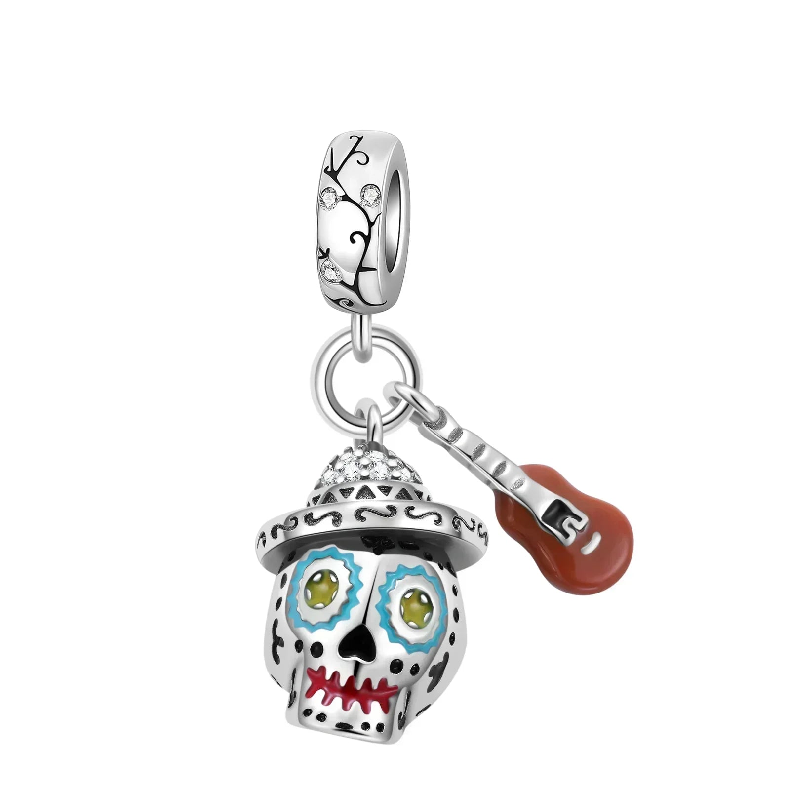 Halloween 925 Sterling Silver Skull Charm Luminous Pumpkin Bat Ghost Coffin Bead Pendant Ring Necklace Bracelet DIY Jewelry Gift
