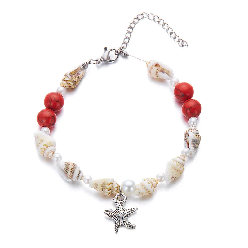 Bohemian Starfish Conch Beads Bracelets For Women Handmade Irregular Stone Beaded Bangles Beach Party Friendship Jewelry Gift