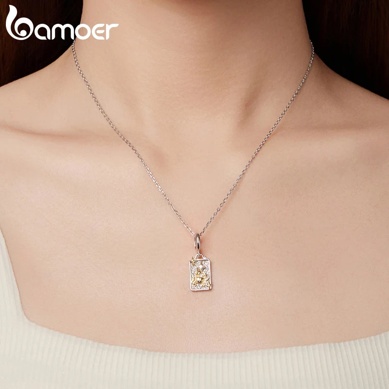 BAMOER 925 Sterling Silver Two-tones Constellation Pendant 12 Zodiac Beads for Necklace DIY Birthday Gift Jewelry Accessories