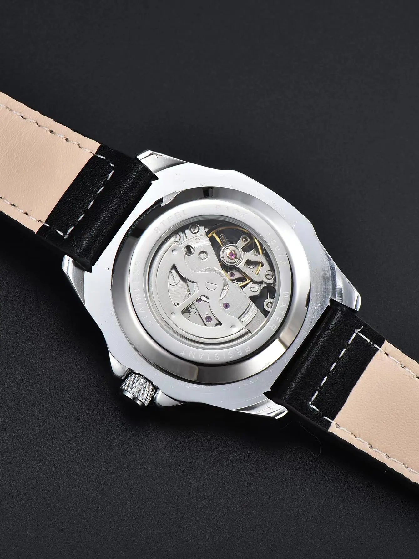 LONGLUX automatic watch sport style wholesale mechanical wristwatches fashion hollow leather mens watch men gift - Madeinsea©