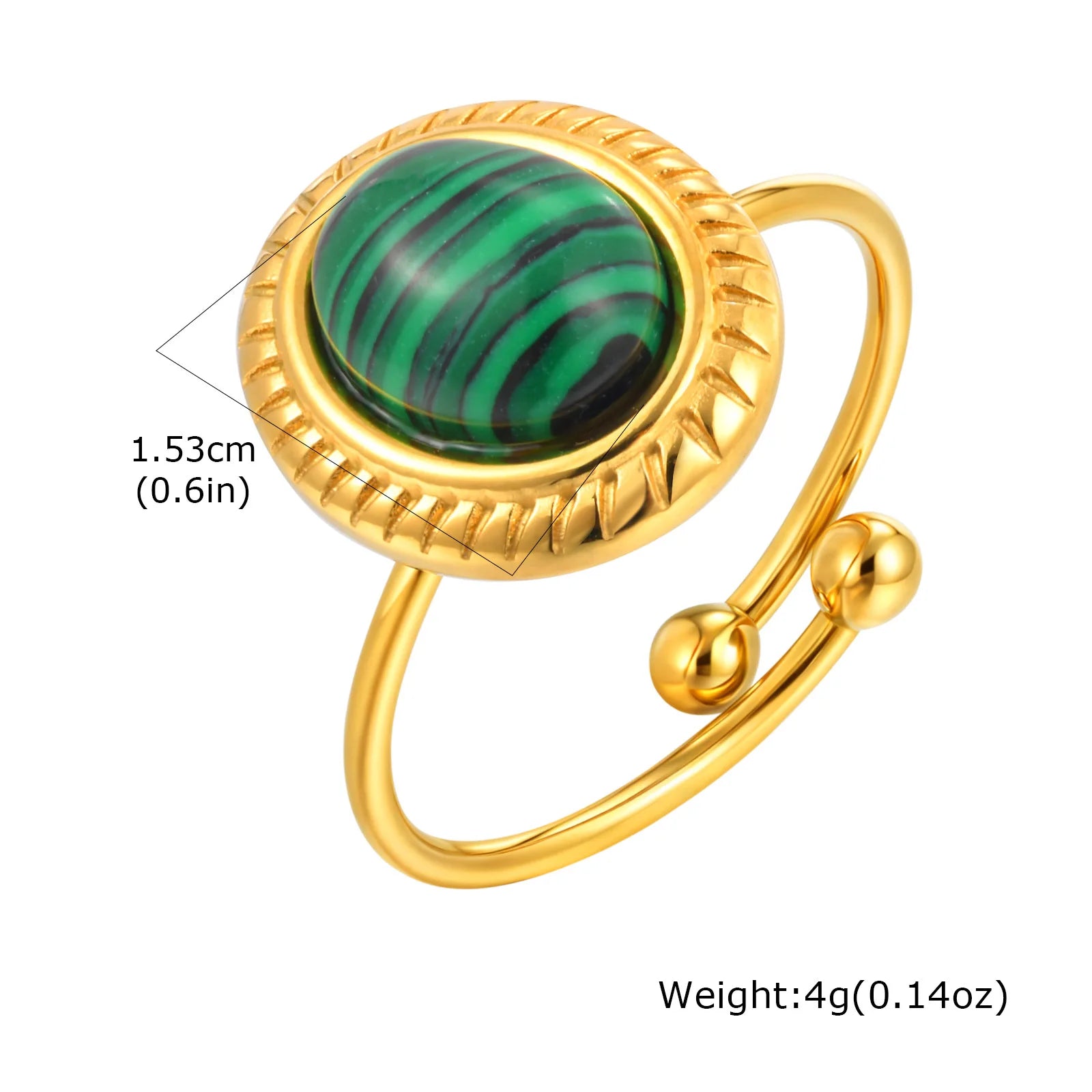 Vnox Vintage Luxury Geometric Open Rings,Natural Stone Stainless Steel Charm Jewelry For Women,Fashion Rings Finger Accessories