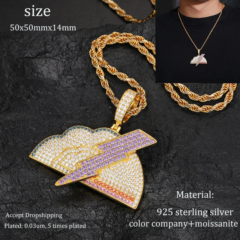 TUHE Unisex 925 Pipe Pendant Necklace Iced Out Moissanite Gold Silver Color Charm Hip Hop Fine Jewelry