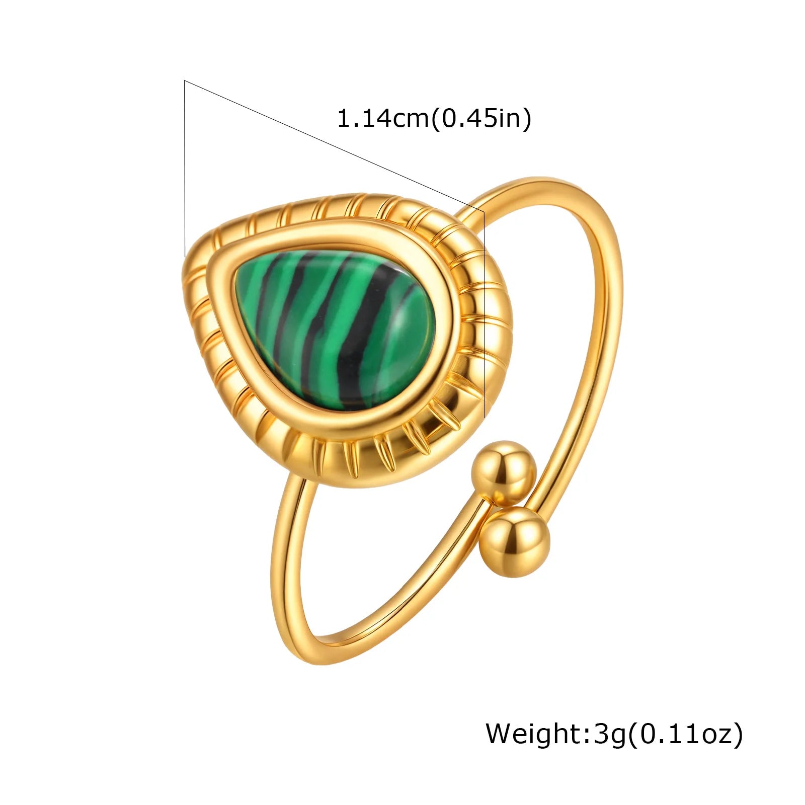 Vnox Dainty Water Droplets Opal Rings For Women Stainless Steel Colored Stone Aesthetic Open Rings Waterproof Finger Jewelry