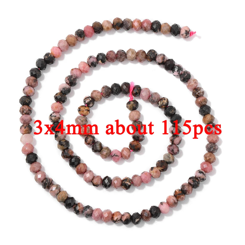 Wholesale Natural Pink Black Rhodonite Stone Beads Round Oval Rondelle Loose Spacer Gem Bead For Jewelry Making DIY Accessories
