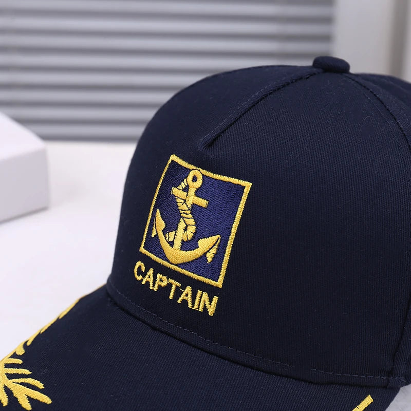 Fashionable Wheat Spike Embroidery Decorated Baseball Cap Versatile Navy Cosplay Dance Sun Protection UV-Blocking Hat