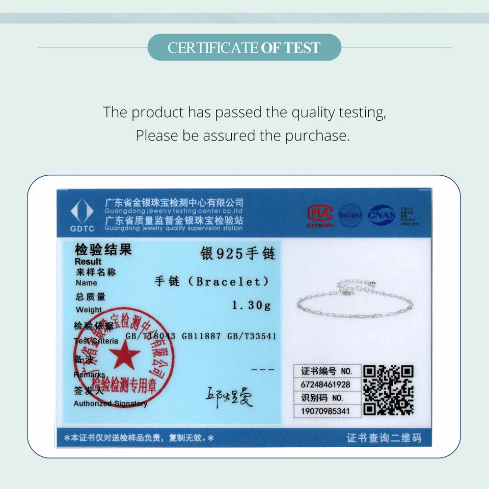 BAMOER Solid 925 Sterling Silver Square Chain Bracelets for Women, White Gold Plated Handmade Basic Bracelets Birthday Gift