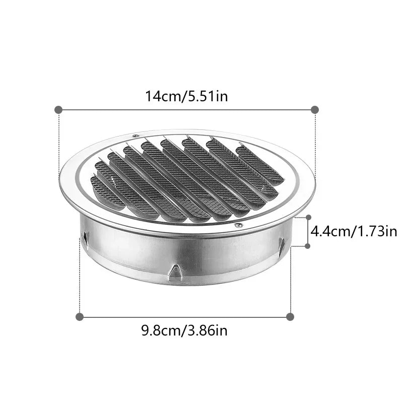 304 Stainless Steel Air Vent Round Wall Vent Outlet Cover Ventilating Fan Prevents Pipe Blockage Louvered Grille Cover Blocking
