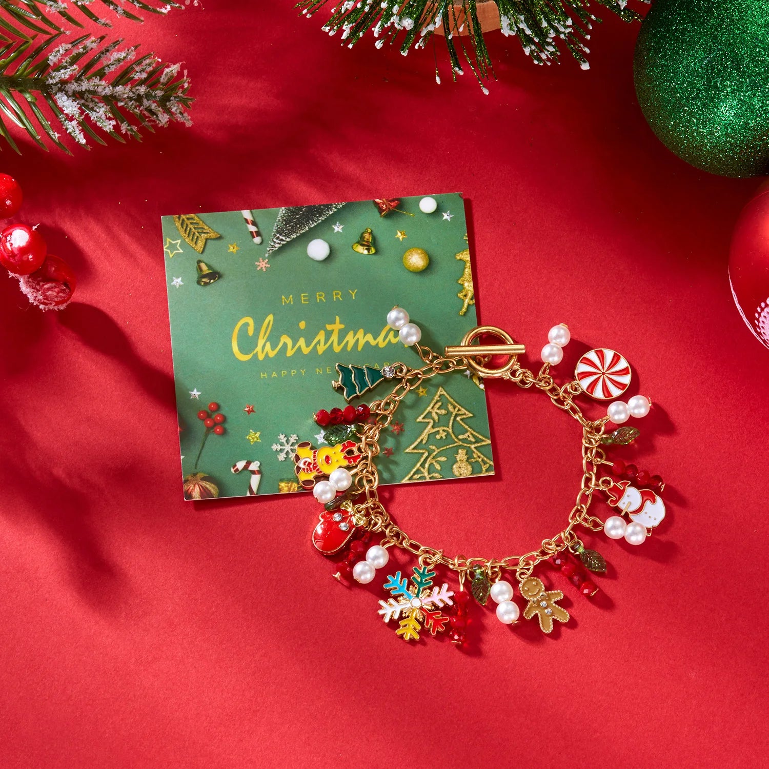 New Fashion Christmas Metal Chain Bracelet For Women Men Zircon Snowflake Snowman Santa Claus Elk Bangles Party Jewelry Gifts