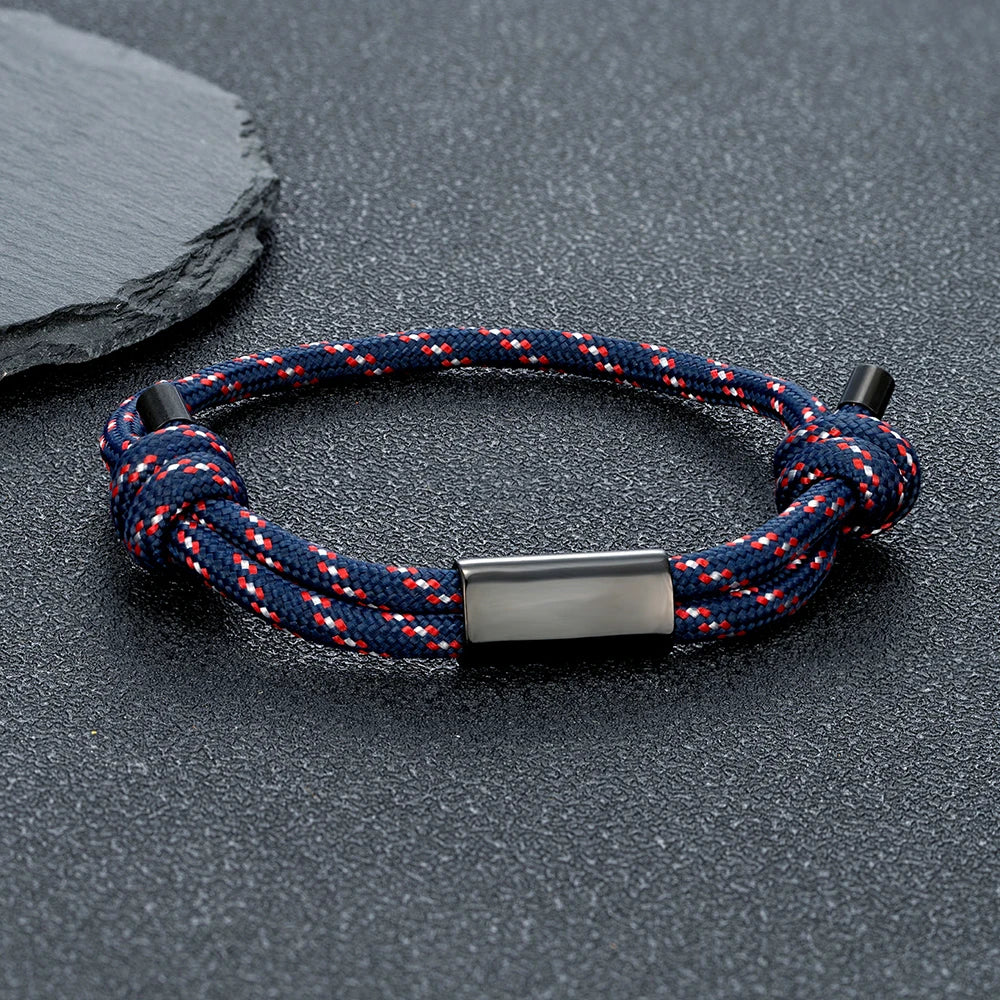 MKENDN Custom Engraving Bracelet Personalized Friendship Jewelry Handmade Sailing Rope Bracelet Couple Bracelet Matching Gifts