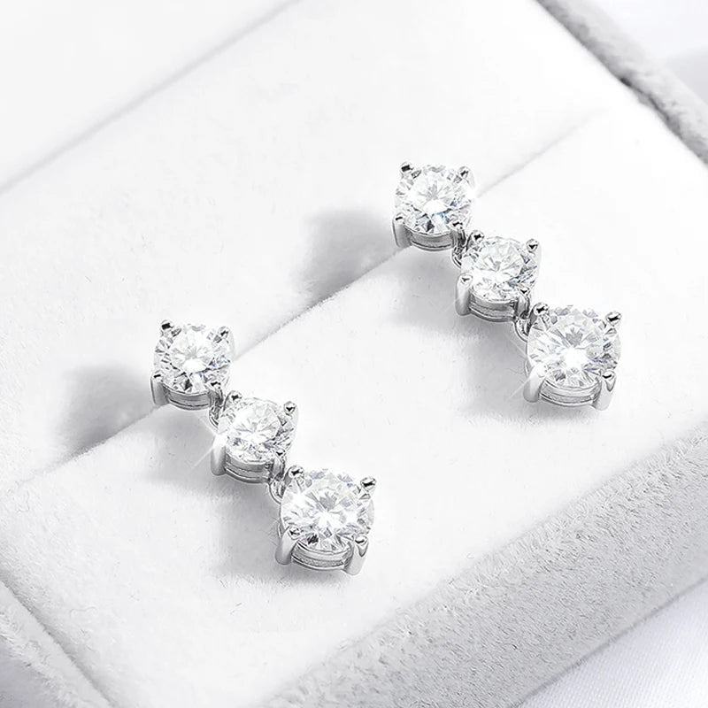 Serenity 3.6ct D Color Moissanite Earrings For Women 100% S925 Sterling Silver Plated 18K Tassel Drop Earrings Fine Jewelry GRA - Madeinsea©