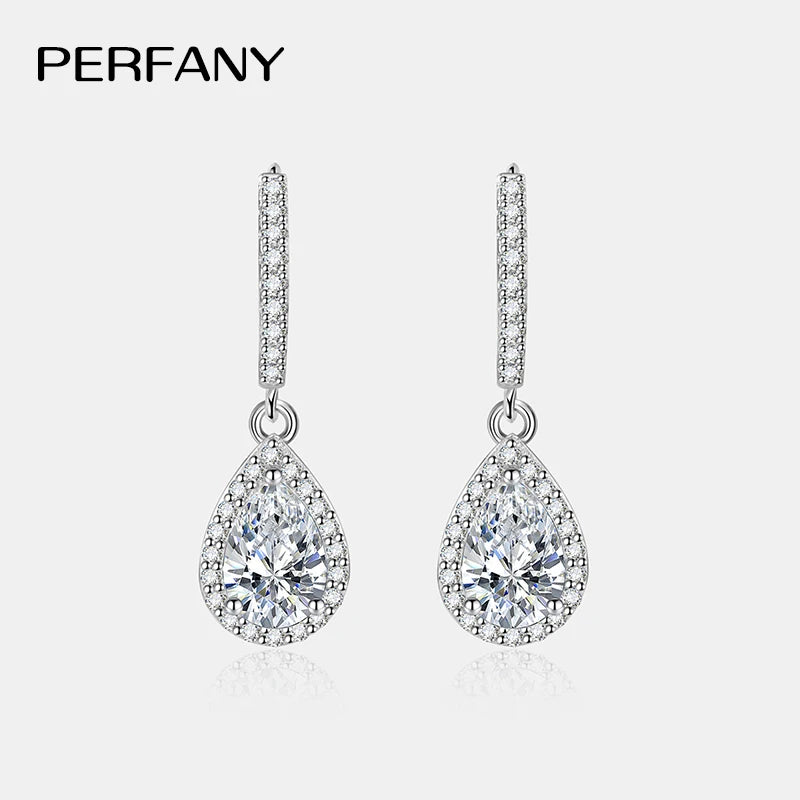 PERFANY 1CT Pear Cut Moissanite Earrings for Women S925 Pure Silver Laboratory Cultivated Diamonds Elegant Wedding Jewelry - Madeinsea©