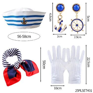 PESENAR Sailor hat Navy blue Yacht Blue Captain cap White sail cap for clothing accessories for adults